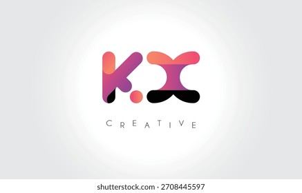 KX,kx Gradient Abstract Logo with Creative Rounded Shapes