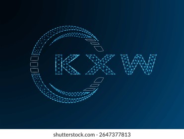 KXW Low-Poly-Buchstaben-Logo, Vektordesign. KXW Logodesign mit niedrigem Poly. Low-Poly-Logo
