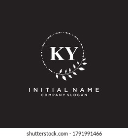 Logo inicial del vector de belleza KY, logotipo de escritura a mano de firma inicial, boda, moda, joyas, boutique, floral y botánica con plantilla creativa para cualquier empresa o negocio.