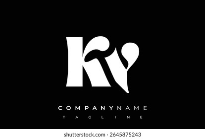 KY Creative Abstract Typography Logo Design (Projeto de logotipo de tipografia abstrata criativa). Logotipo elegante que combina tipografia arrojada e formas criativas, ideal para soluções de marca e identidade.