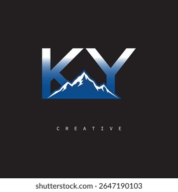 KY Creative Mountain Logo – Bold Gradient Letter mark Branding Design for Business  Outdoor Brands	
