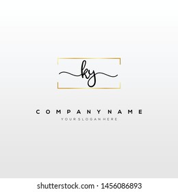 KY handwriting initial logo template vector.
