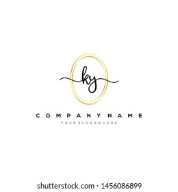 KY handwriting initial logo template vector.