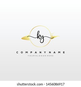 KY handwriting initial logo template vector.