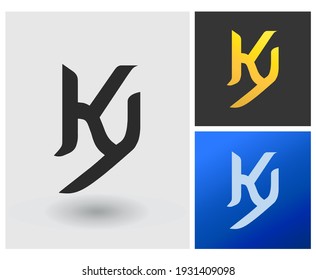 KY initial based Logo Design in Gradient Colors. Creative Modern jewelry company logo. italic shape Letters Vector Icon Logo idea Illustration.
