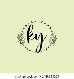 KY Initial beauty floral logo template