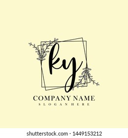 KY Initial beauty floral logo template