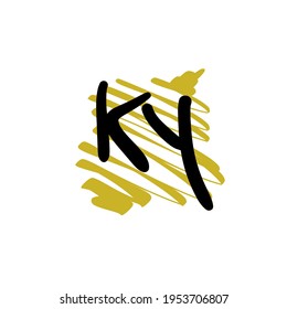 KY initial handwriting logo for identity