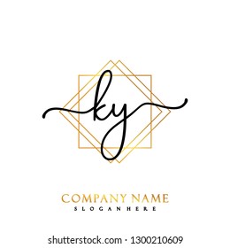 KY Initial Handwriting logo template vector