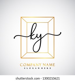 KY Initial Handwriting logo template vector
