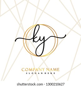 KY Initial Handwriting logo template vector