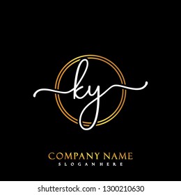 KY Initial Handwriting logo template vector