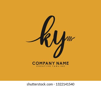 KY Initial Handwriting Logo Template Vector