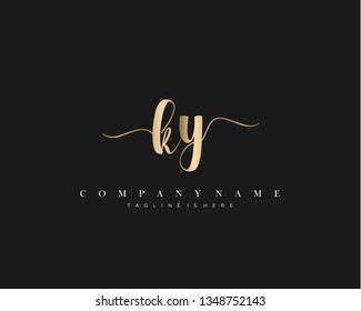 KY initial handwriting logo template vector