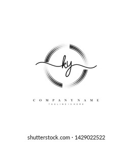 KY initial handwriting logo template vector