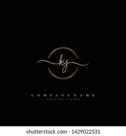 KY initial handwriting logo template vector