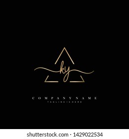 KY initial handwriting logo template vector