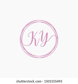 KY Initial Handwriting logo template, Creative fashion logo design, couple concept -vector