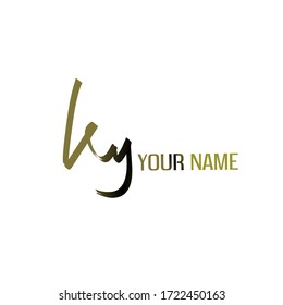 ky initial handwriting logo vector