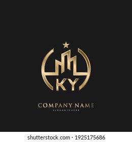 KY Initial Letter Real Estate Luxury House Logo Vektorgrafik für Business, Building, Architektur