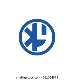 KY initial letters circle business logo blue