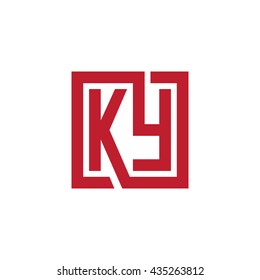 KY initial letters looping linked square logo red