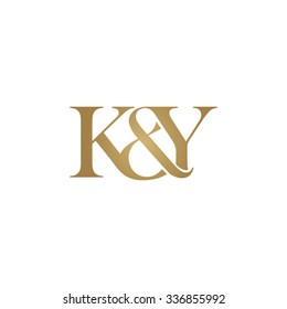 K&Y Initial logo. Ampersand monogram golden logo