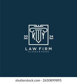 KY initial monogram logo for lawfirm with pillar design in creative square