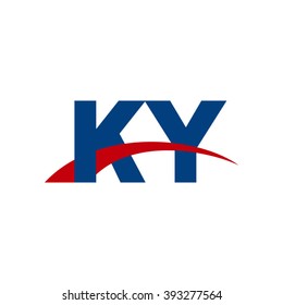 KY initial overlapping swoosh letter logo blue red