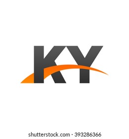 KY initial overlapping swoosh letter logo black orange