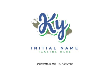 Ky Initials, handwriting logo vector