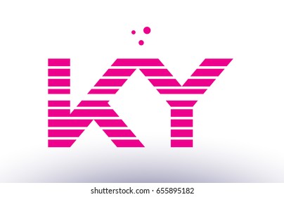 ky k y alphabet letter logo pink purple line stripe company design template creative abstract vector