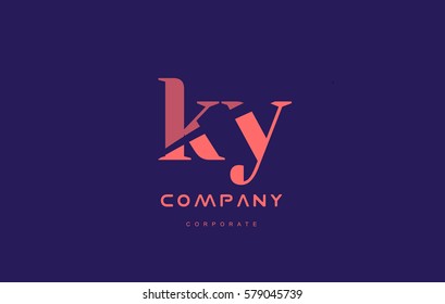 ky k y alphabet small letter blue pink creative design vector company logo icon template 