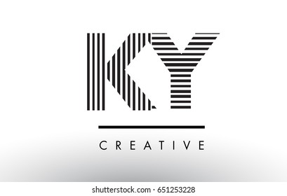 KY K Y Black and White Letter Logo Design with Vertical and Horizontal Lines.
