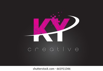 KY K Y Creative Letters Design. White Pink Letter Vector Illustration.