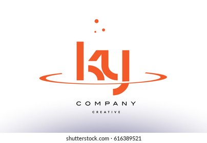 KY K Y creative orange swoosh dots alphabet company letter logo design vector icon template