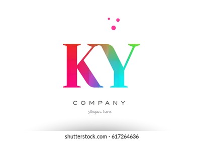 KY K Y creative rainbow colors colored artistic alphabet company letter logo design vector icon template