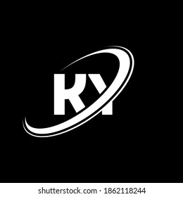 KY K Y Brief Logo Design. Anfangsbuchstabe KY verbundene Kreis Großbuchstaben Monogramm Logo rot und blau. KY Logo, K Y Design. kyk, k y