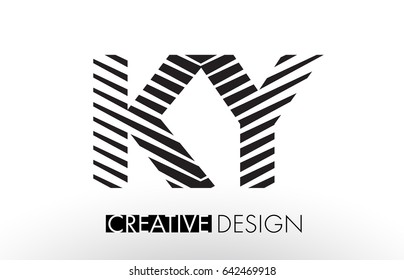 KY K Y Lines Letter Design with Creative Elegant Zebra Vector Illustration.