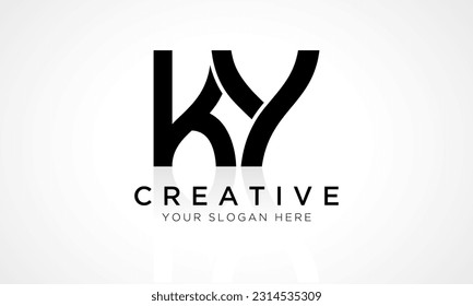 KY Letter Logo Design Vektorvorlage. Alphabet Initial Letter KY Logo Design mit glänzender Reflektion Business Illustration.