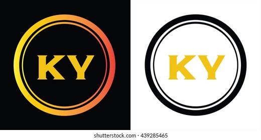 KY letters icon design template elements in abstract background logo, design identity in circle, alphabet letter