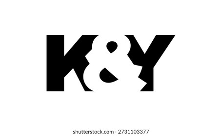 KY logo design in bold style. Black white identity symbol. Modern typography emblem. Corporate branding icon. Minimal business template.