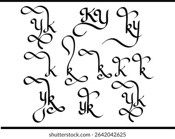 KY Logo – Elegant Calligraphy Monogram of K and Y Interlocked Letters