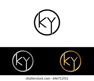 Ky Logo. Letter Design Vector with Red and Black Gold Silver Colors