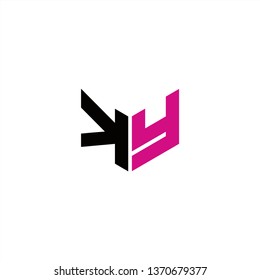 KY Logo Letter Initial With Black and Pink Colors