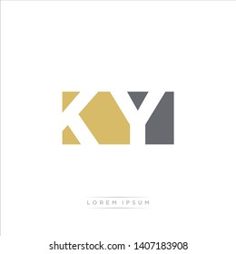 KY Logo Letter with Modern Negative space - Dark Yellow and Grey Color EPS 10