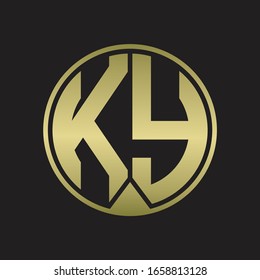 KY Logo monogram circle with piece ribbon style on gold colors