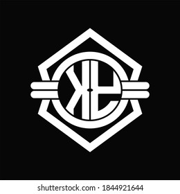 KY logo monogram with circle shape isolated hexagon emblem rounded design template on black background