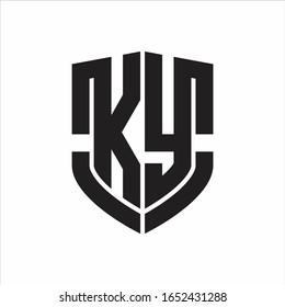 KY Logo monogram with emblem shield shape design isolated on white background