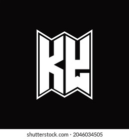 KY Logo monogram with emblem style design template on black background